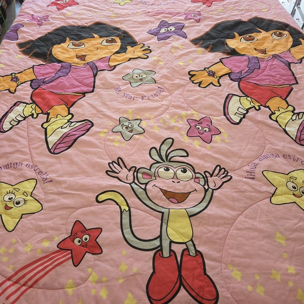 Vintage Dora The Explorer Boots Comforter Reversible Blanket Twin Size 2003